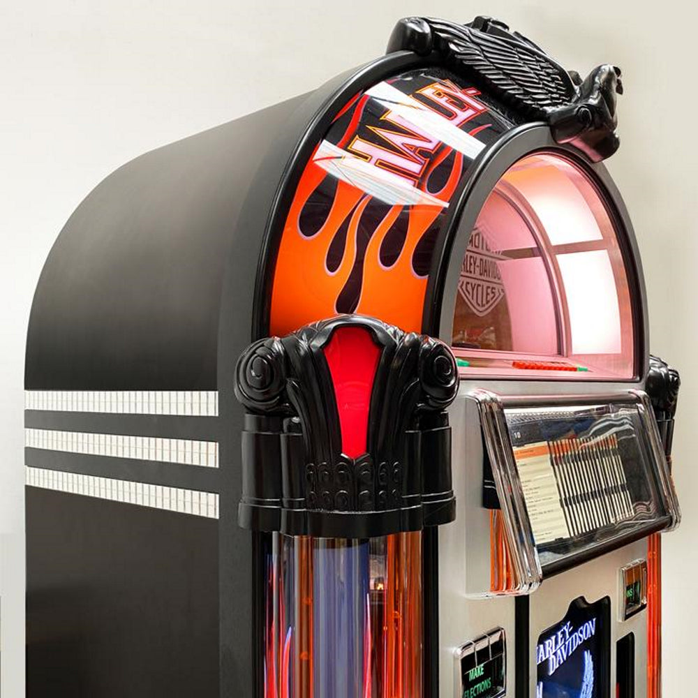 ROCK-OLA BUBBLER HARLEY-DAVIDSON FLAMES CD JUKEBOX BRUSHED