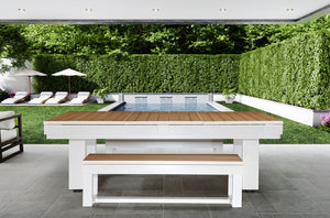American Heritage Lanai Outdoor Pool Table - Pearl White