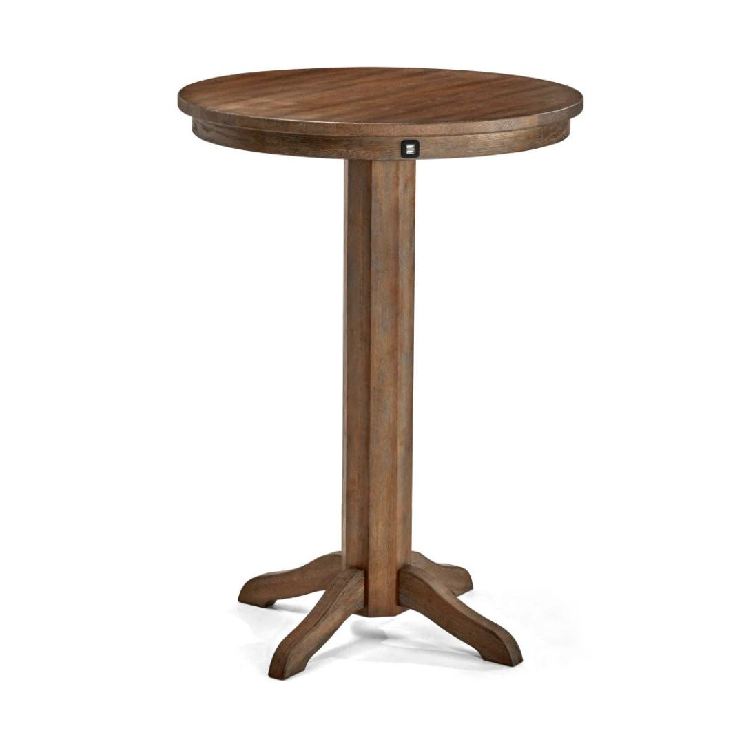 Brunswick Traditional Pub Table with USB Port - Rustic Dark Brown