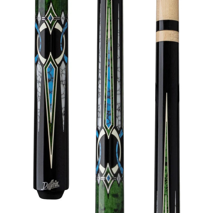 Dufferin D-547 Green Stain Curly & Blue Recon Pool Cue