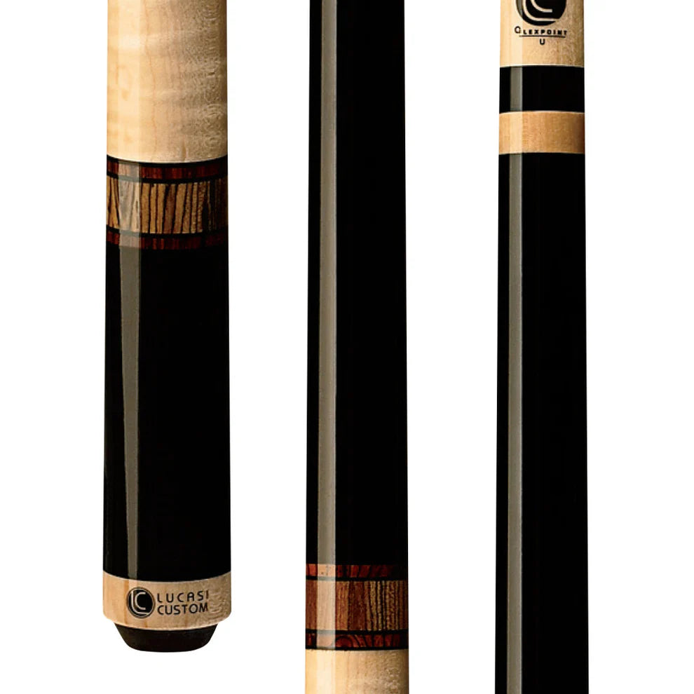 Lucasi Custom Exotic Bocote Pool Cue w/ Curly Maple Handle by Cue & Case