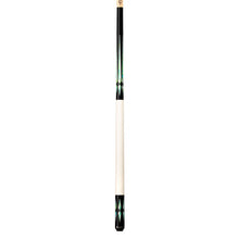 Lucasi Custom Black Pool Cue w/ Green-Blue Inlays and Wrapless Handle by Cue & Case