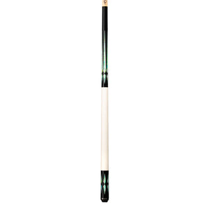 Lucasi Custom Black Pool Cue w/ Green-Blue Inlays and Wrapless Handle by Cue & Case