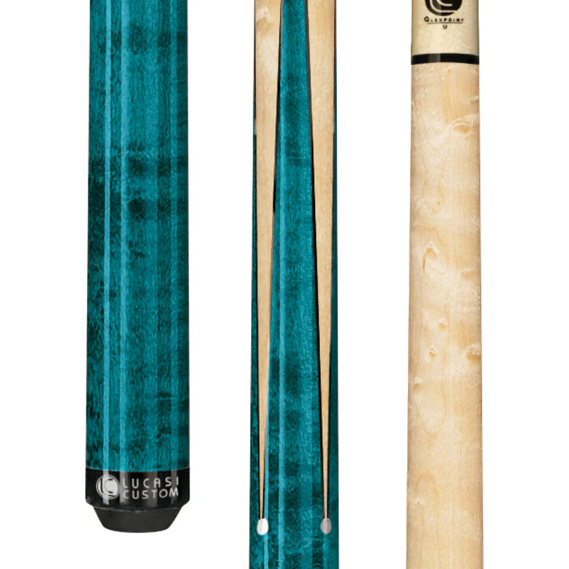 Lucasi Custom Teal Maple Sneaky Pete Pool Cue – Wrapless Design by Cue & Case