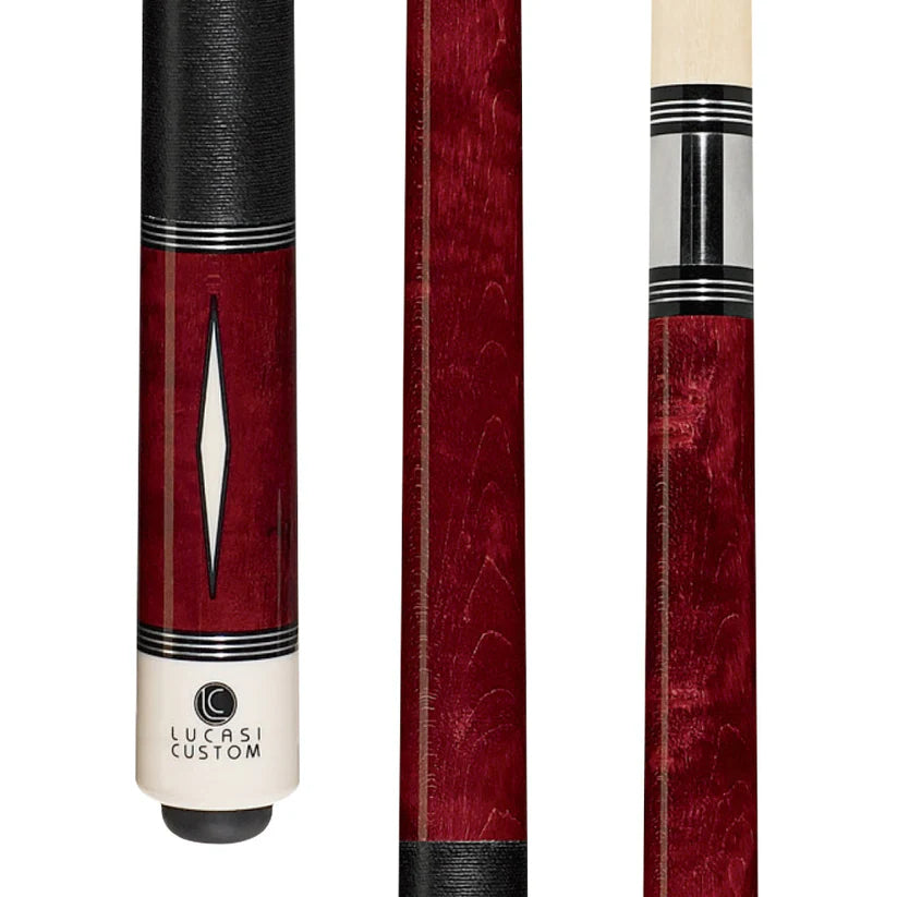 Lucasi Custom Venetian Red Pool Cue with Black Linen Wrap by Cue & Case