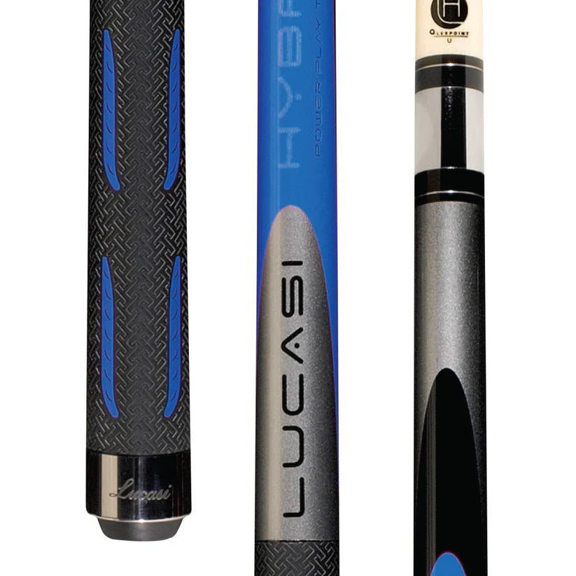 Lucasi Hybrid Genesis Pool Cue - Blue & Metallic Silver by Cue & Case