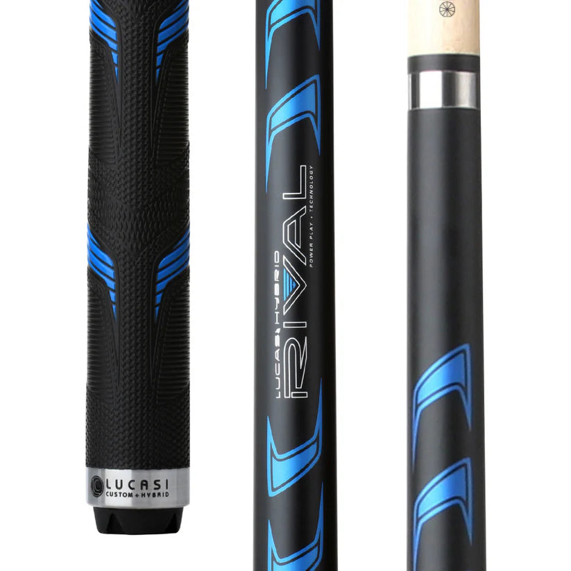 Lucasi Hybrid Rival Pool Cue in Matte Midnight Black & Metallic Blue by Cue & Case