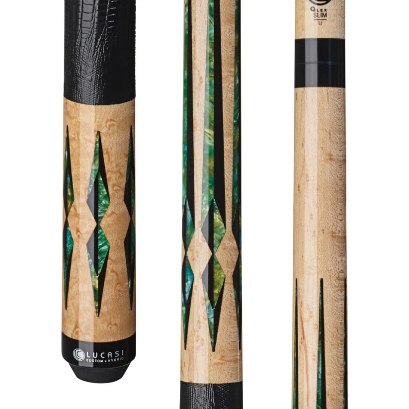 Lucasi LUX46 Pool Cue – Birdseye Maple with Leather Wrap by Cue & Case