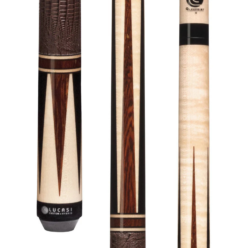 Lucasi LUX51 Pool Cue – Natural Curly Maple with Black Palm Inlays by Cue & Case