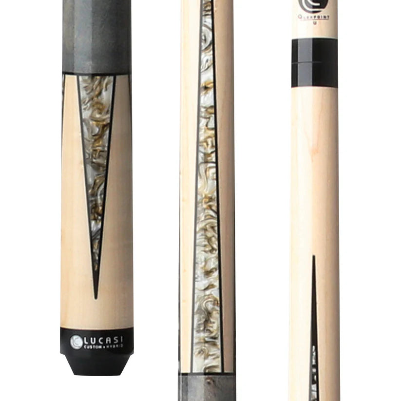 Lucasi LUX55 Pool Cue – Classic Birdseye Maple with Grey Inlays by Cue & Case