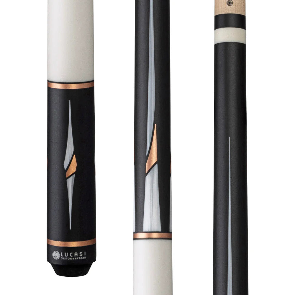 Lucasi LUX63 Pool Cue – Midnight Black with Rose Gold Accents by Cue & Case