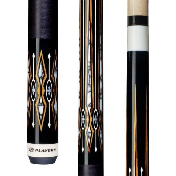 Players G-4135 Black with White Recon Diamond Pool Cue