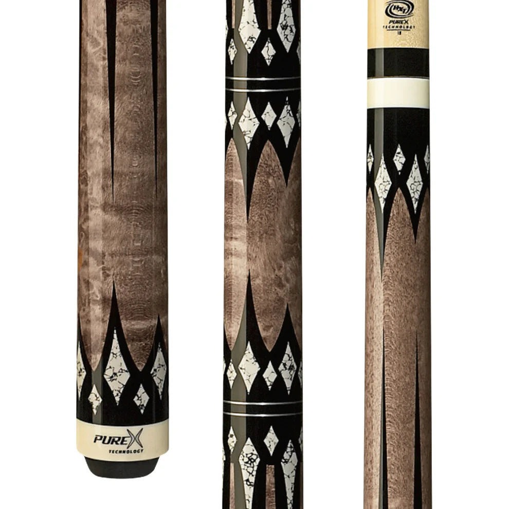 Pure X Antique Stain & Black/White Points Wrapless Pool Cue