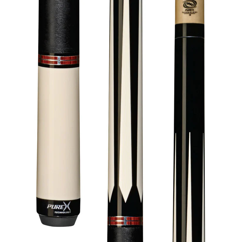 Pure X Black and White Pool Cue w/ Cocobolo and Black Linen Wrap