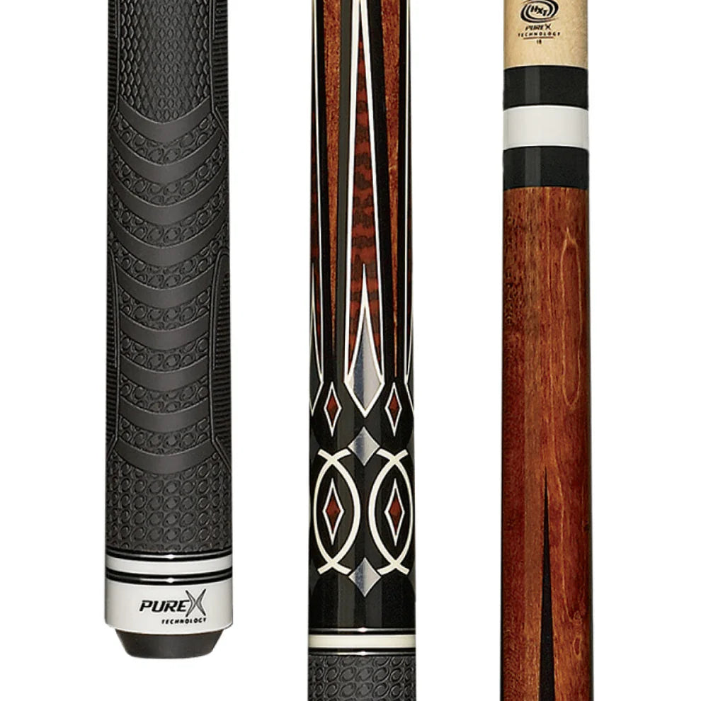 Pure X Cherry & Black/White Points Pool Cue w/ MZ Grip