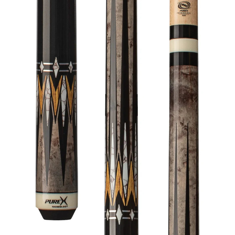 Pure X Grey Stain Birdseye Maple Pool Cue with Bocote Accents