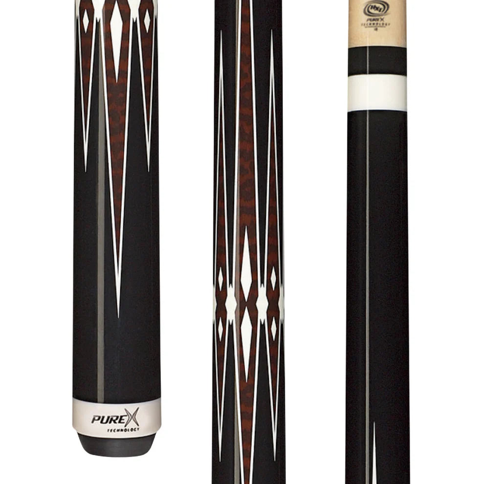 PURE X Midnight Black & Zebrawood Wrapless Pool Cue