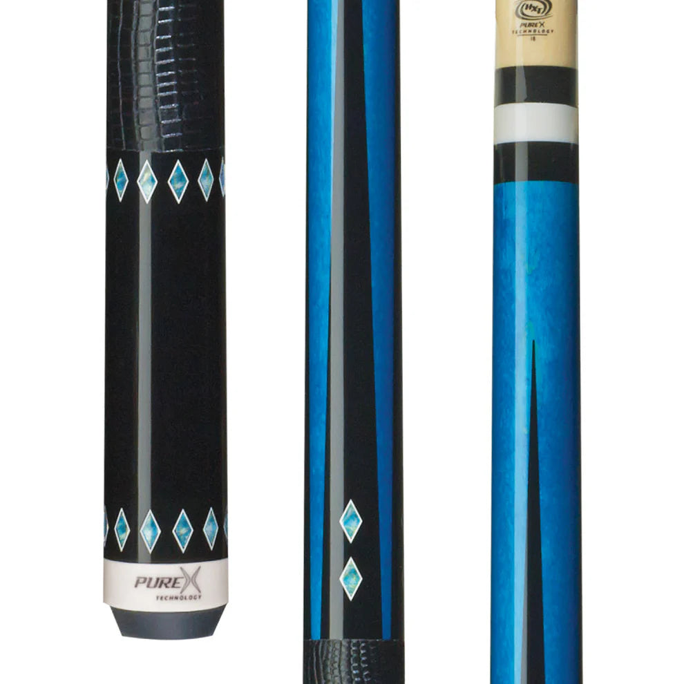 Pure X Teal Birdseye Maple Pool Cue w/ Embossed Leather Wrap