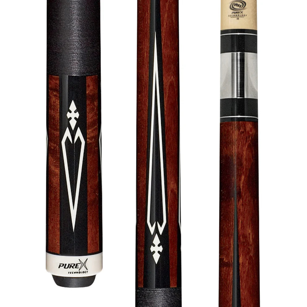 PURE X Walnut Stain Birdseye Maple Pool Cue w/ Black Linen Wrap