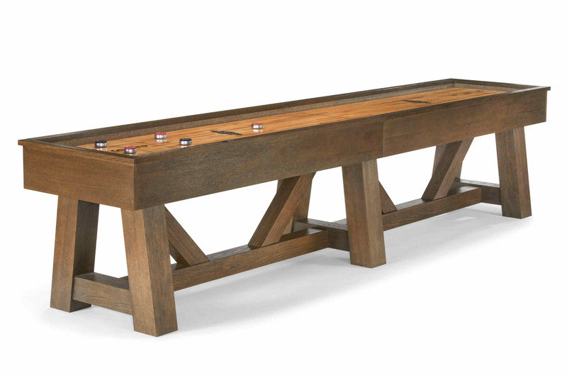 Brunswick Botanic 12' Shuffleboard Table - Rustic Dark Brown